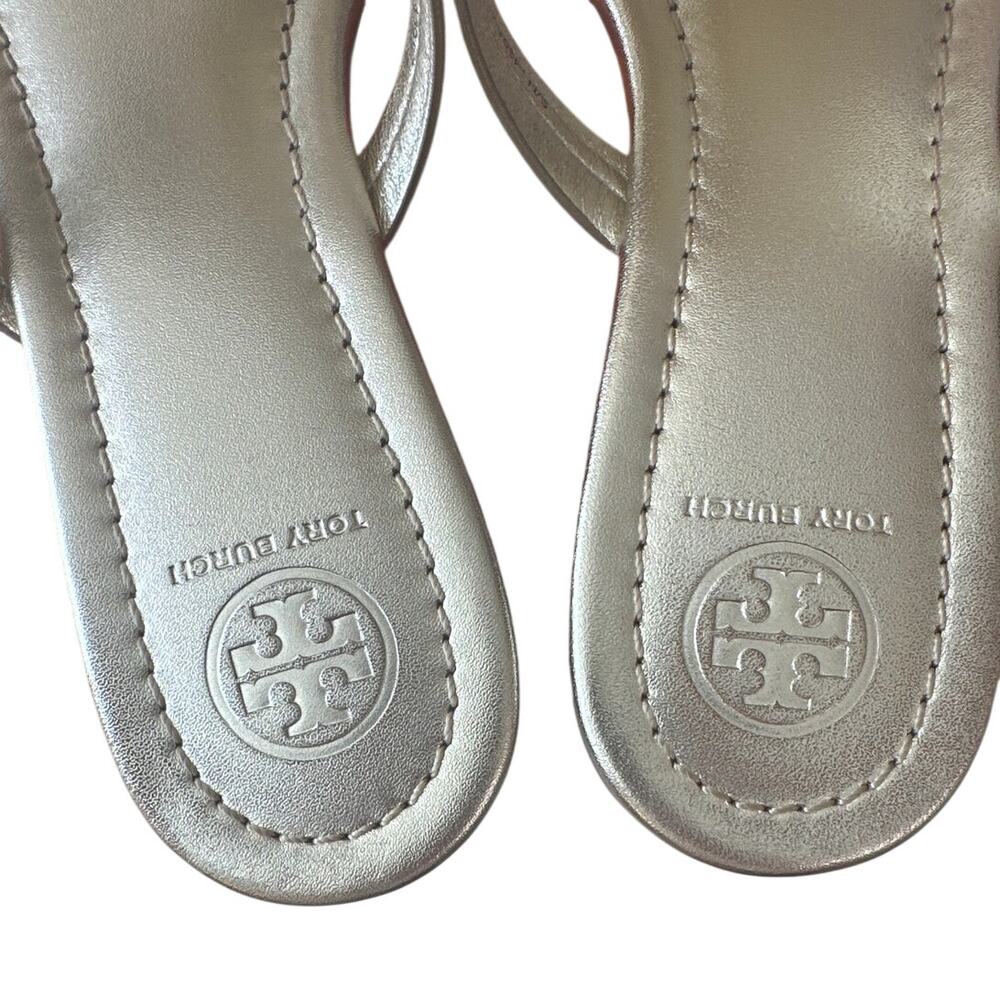 Tory Burch Miller Embellished Sandals Spark Gold 7.5 Metallic Thong - Picture 5 of 12